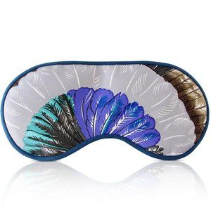 Hermes Petite h Sleep Eye Mask Multi Color Silk Gray Feather Motif